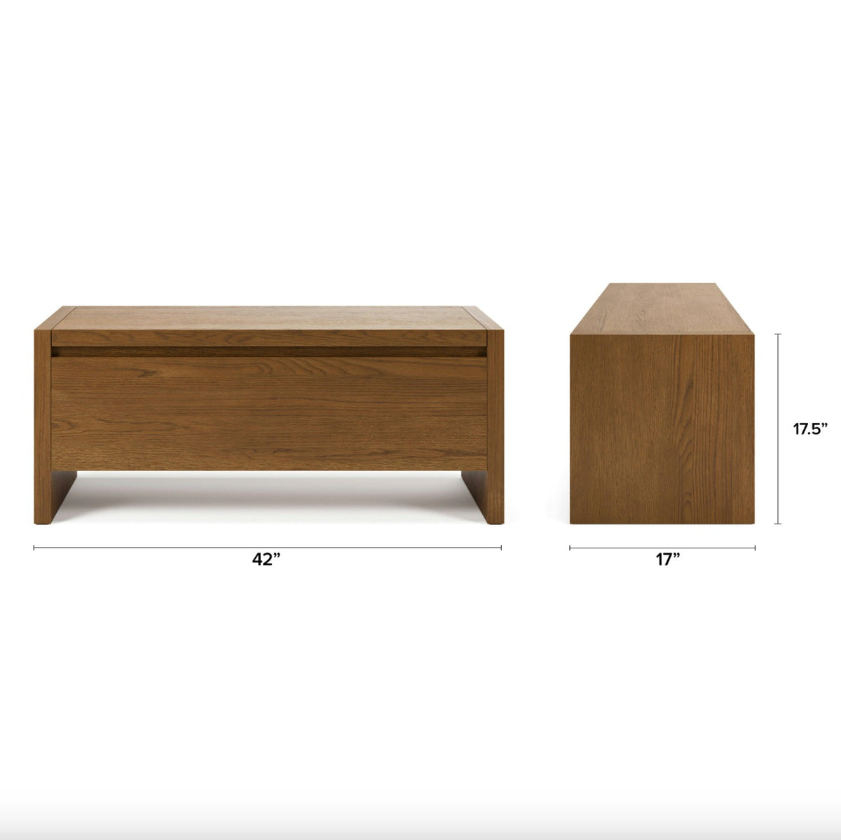 42" MCM-Style Storage Bench (Smoked Oak)