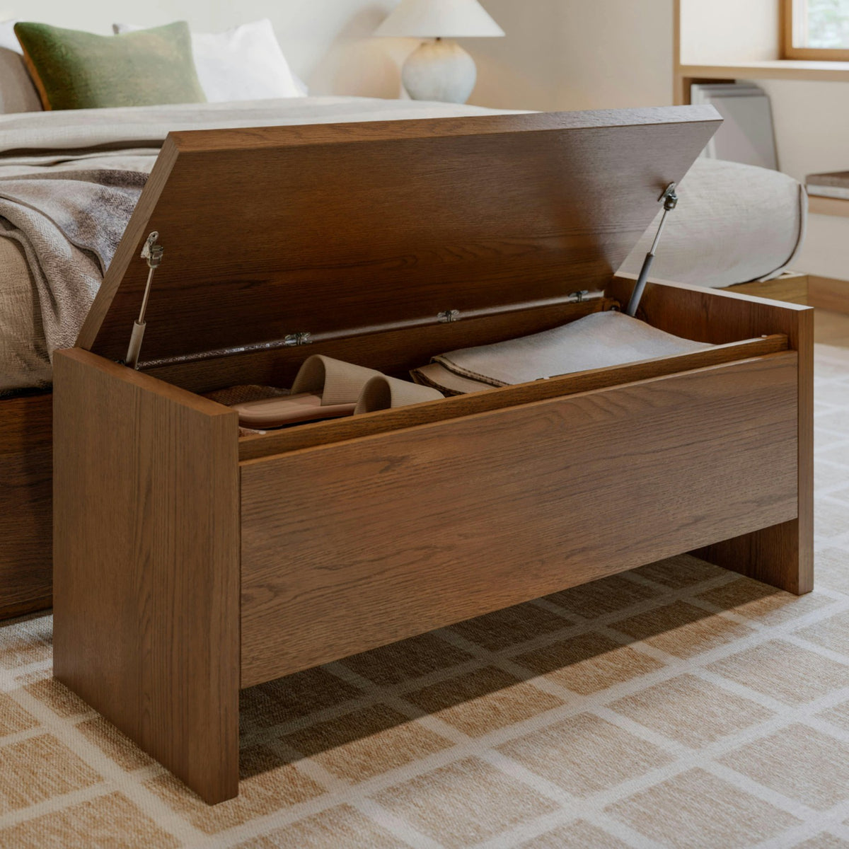 42" MCM-Style Storage Bench (Smoked Oak)