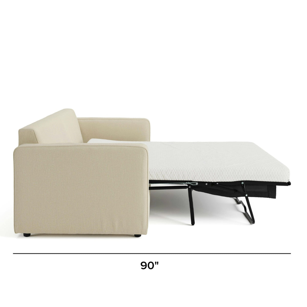 92" MCM-Style Sleeper Sofa (Ivory)