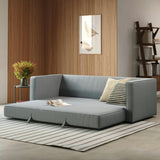 Silver light blue 88-inch MCM-style sleeper sofa bed by Article, showcasing a modern, sleek design with plush cushions.