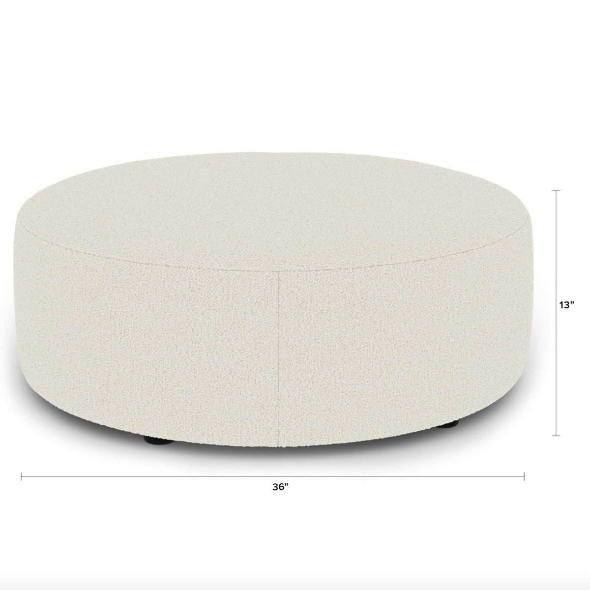 MCM-Style Round Ottoman (Ivory Wool Bouclé)