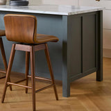 Genuine Leather Swivel Counter Stool (Tan/Walnut)
