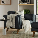 Black Leather MCM-Style Chair