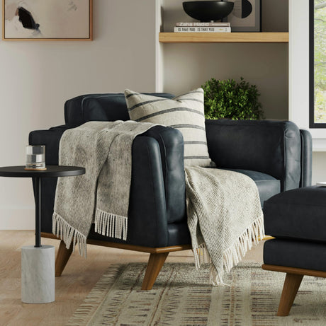 Black Leather MCM-Style Chair