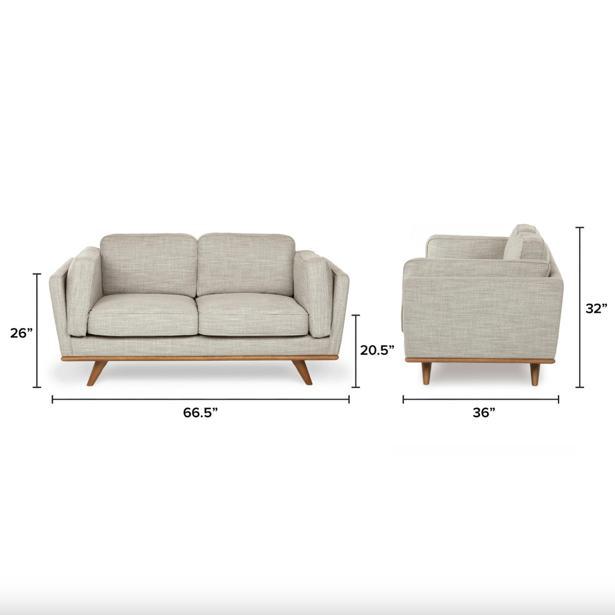 66.5" MCM Loveseat (Rain Cloud Gray/Honey Oak)