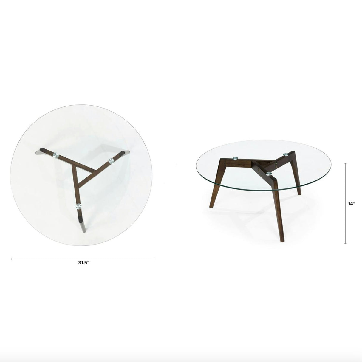 Circular Glass-Top Coffee Table (Walnut)
