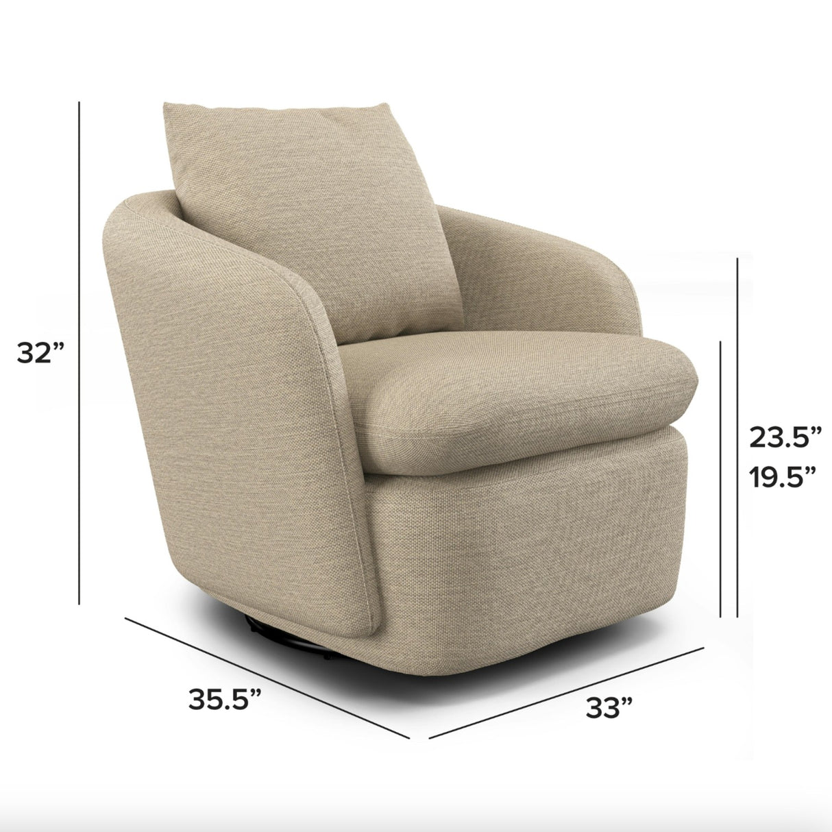 Swivel Lounge Chair (Silver Taupe)
