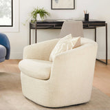 MCM-Style Swivel Chair (Ivory Bouclé)