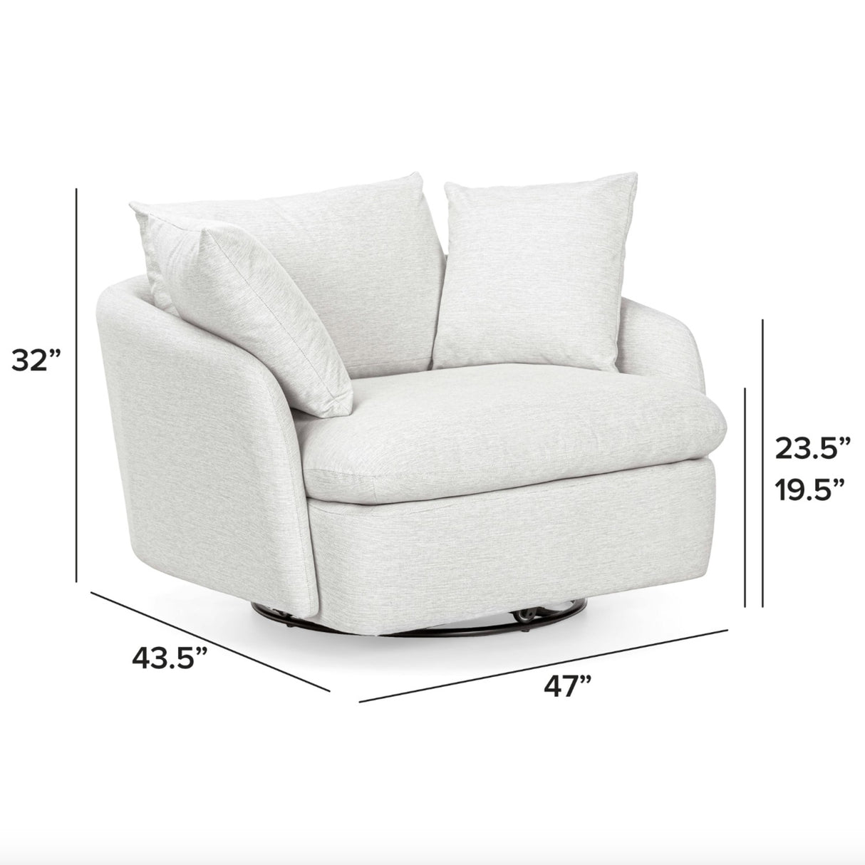 Grand Swivel Lounge Chair (Silver Ivory)