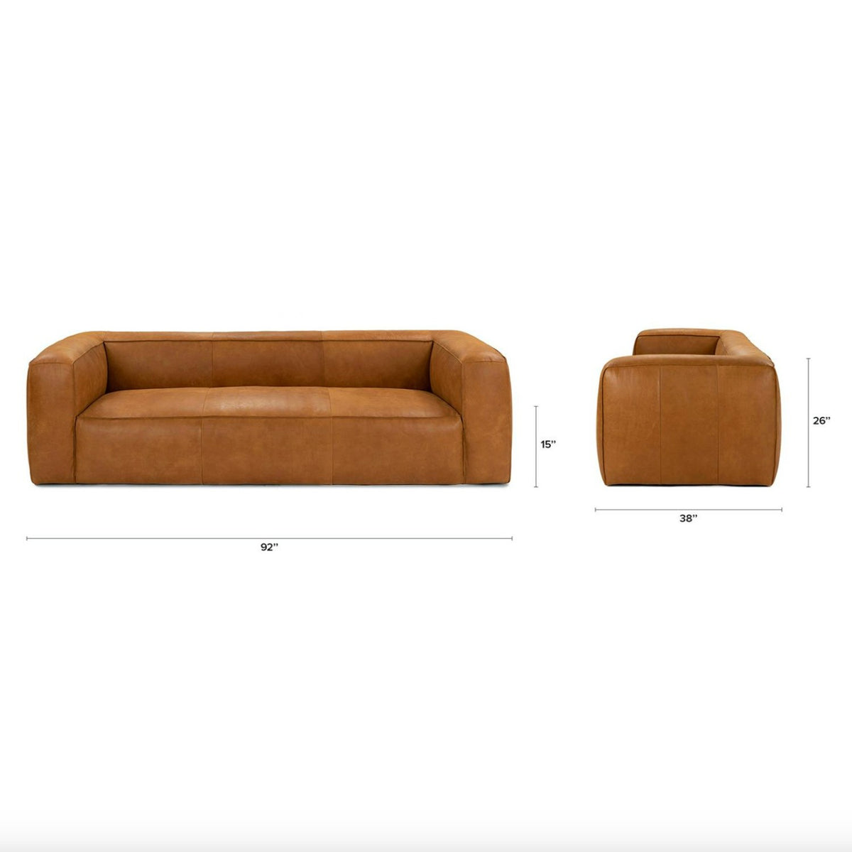 Genuine Leather MCM Sofa (Rawhide Tan)