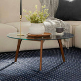Circular Glass-Top Coffee Table (Walnut)