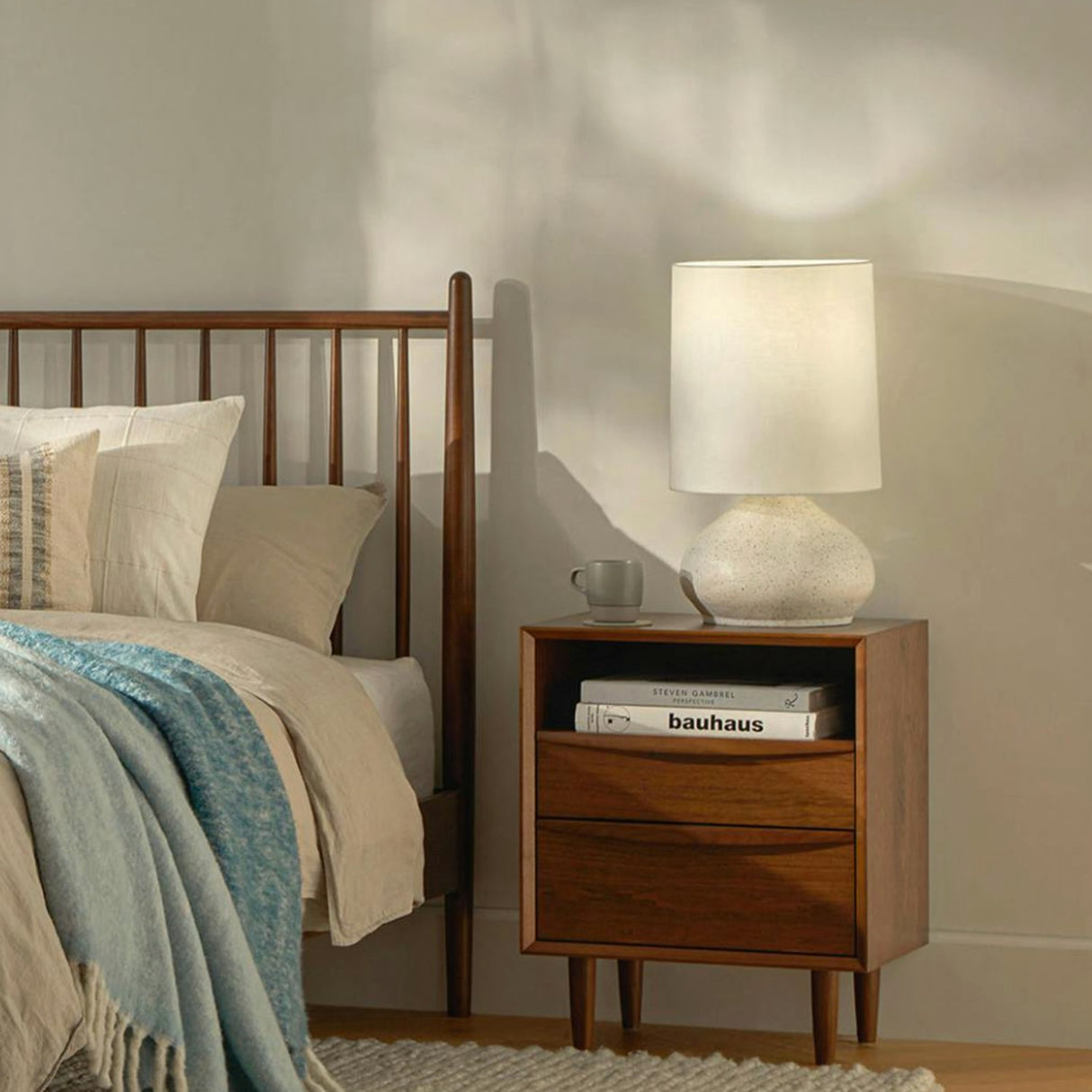 Walnut MCM Nightstand (2-Drawer)