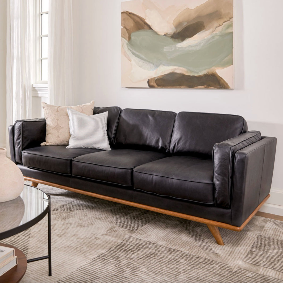 Genuine Leather MCM Sofa (Charme Black)