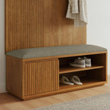 MCM-Style Wall Panel + Bench (Smoked Oak/Green)