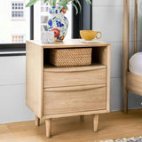 White Oak MCM-Style Nightstand (2-Drawer)