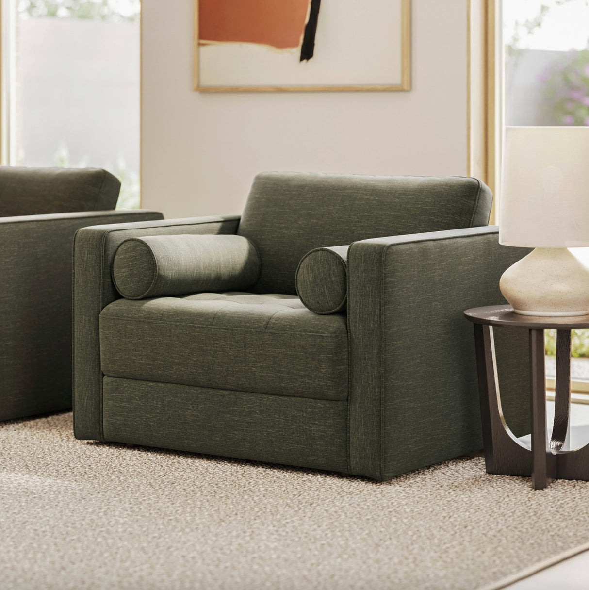 Tufted Sleeper Chair (Fir Green)
