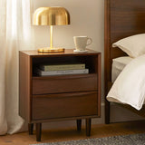 Walnut MCM Nightstand (2-Drawer)