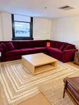 Interior Define James 3-piece sectional sofa in performance currant chenille fabric, featuring plush cushions and modern design.