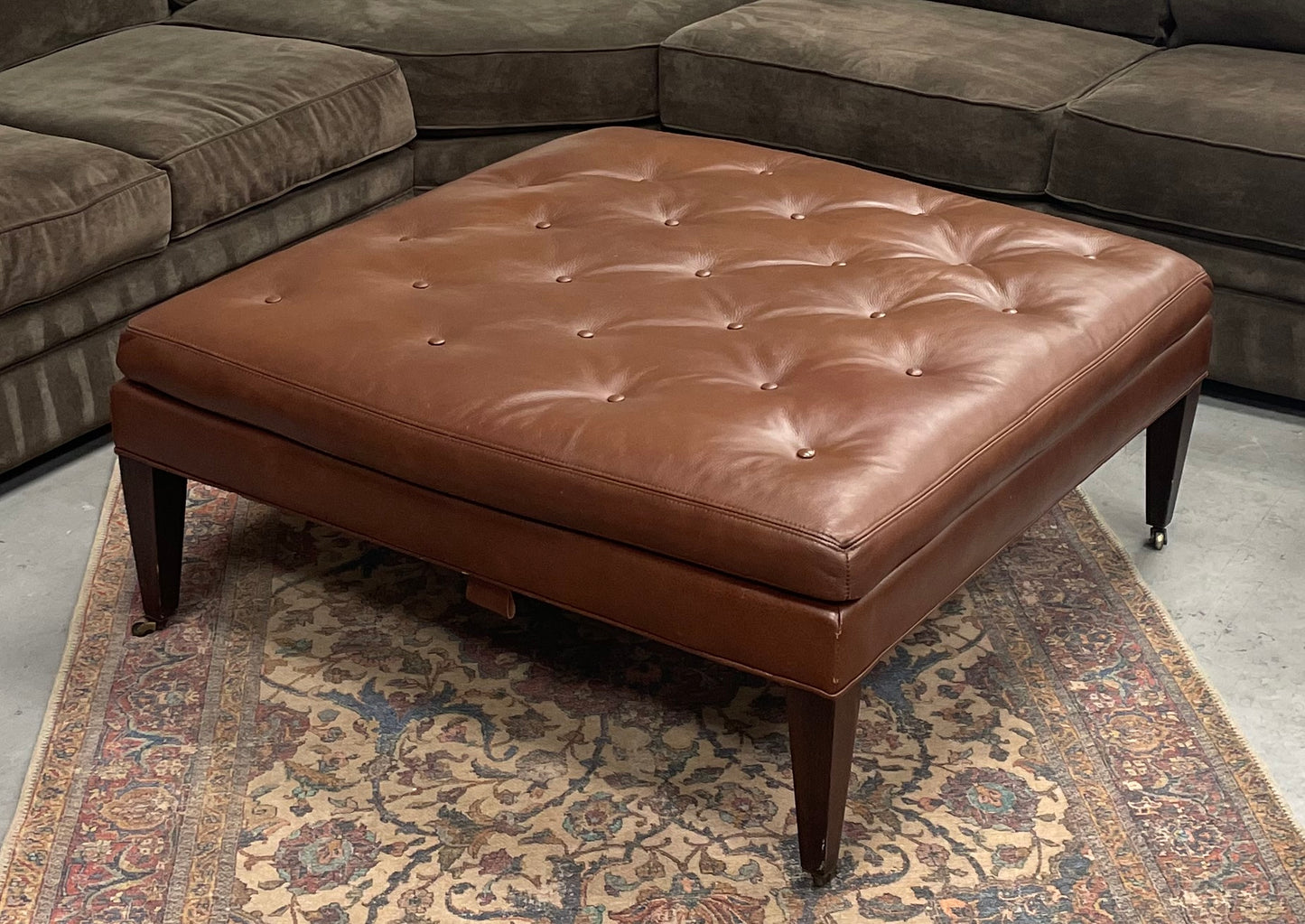 Macy's Genuine Leather Tabletop Ottoman / Coffee Table