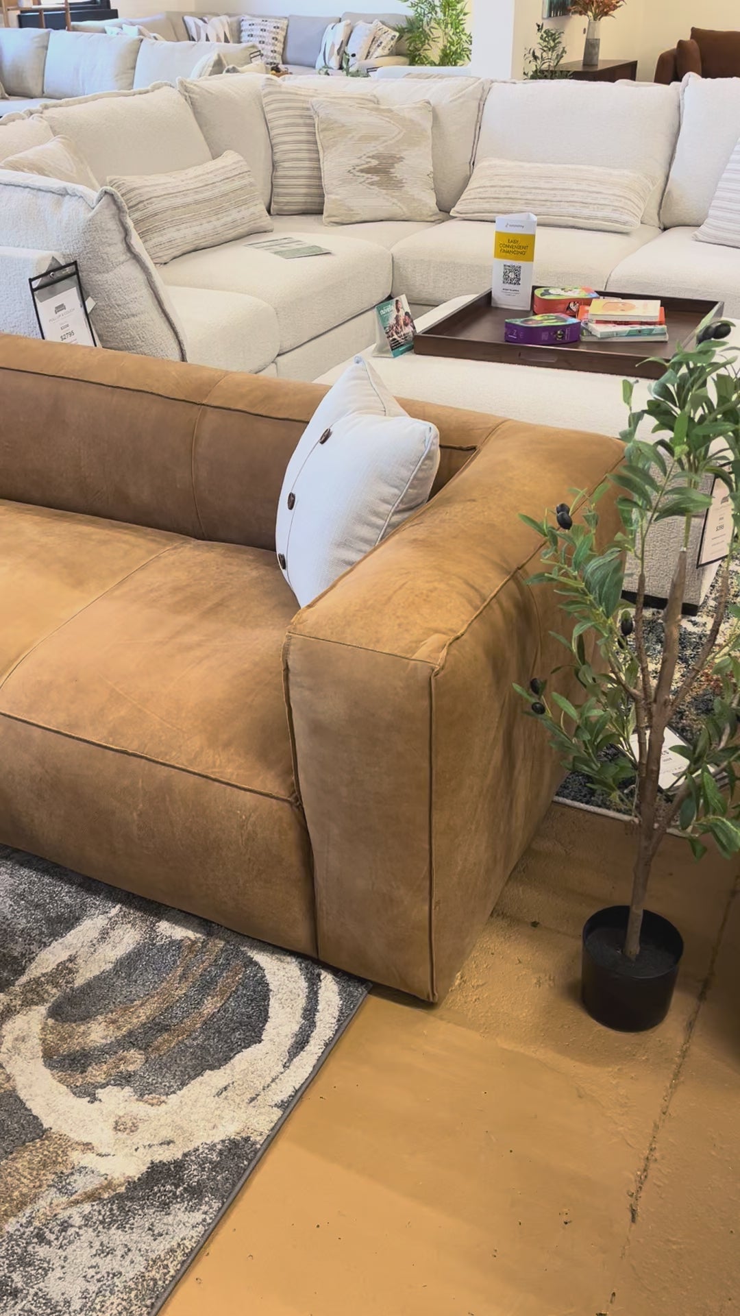 92" Genuine Leather Sofa (Rawhide Tan)