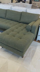 Tufted Sectional w/ Chaise + Ottoman (Fir Green)