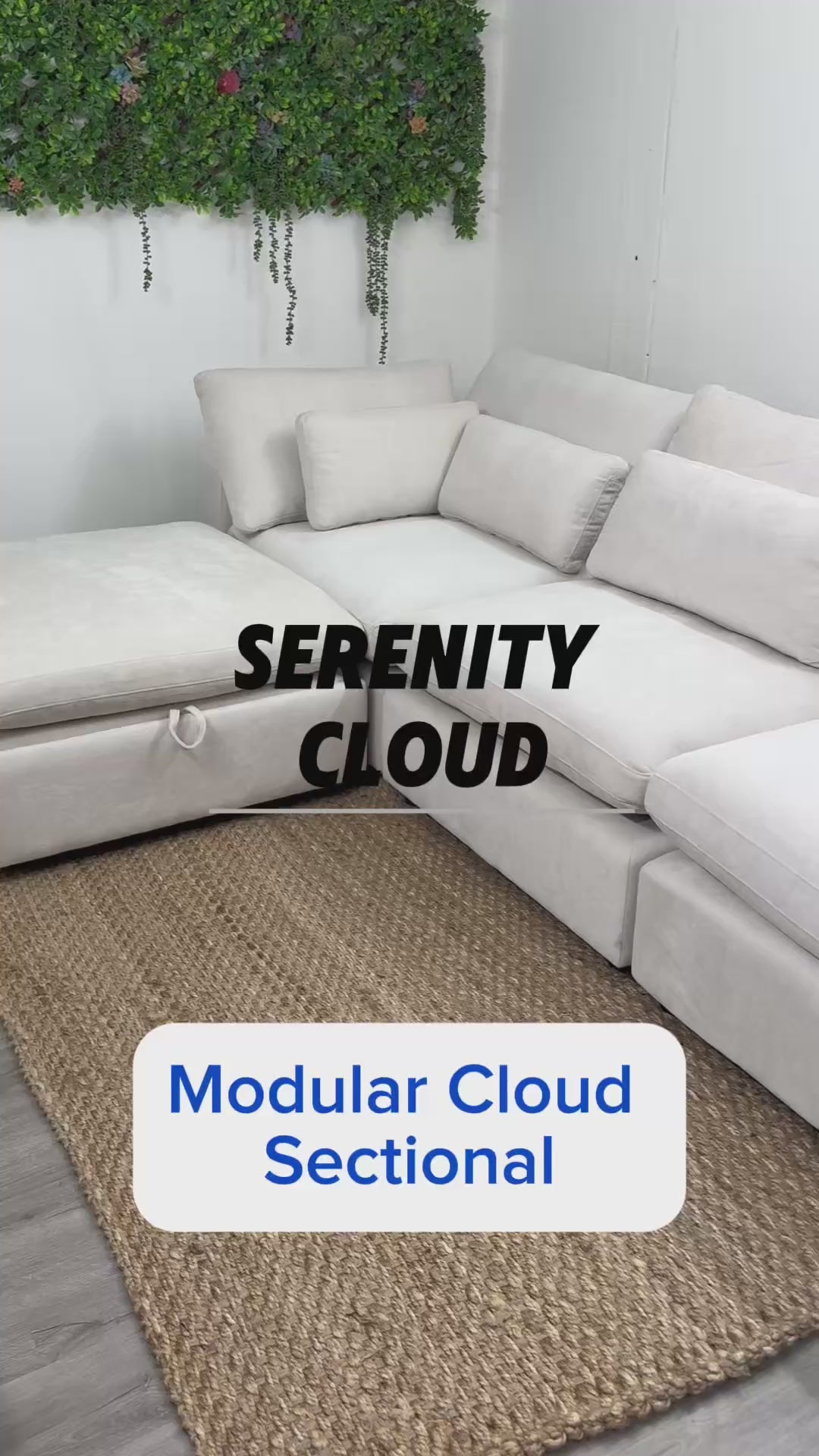 Serenity Cloud - "WestElm-Like" Cloud Couch w/Performance Fabric and Storage Ottoman