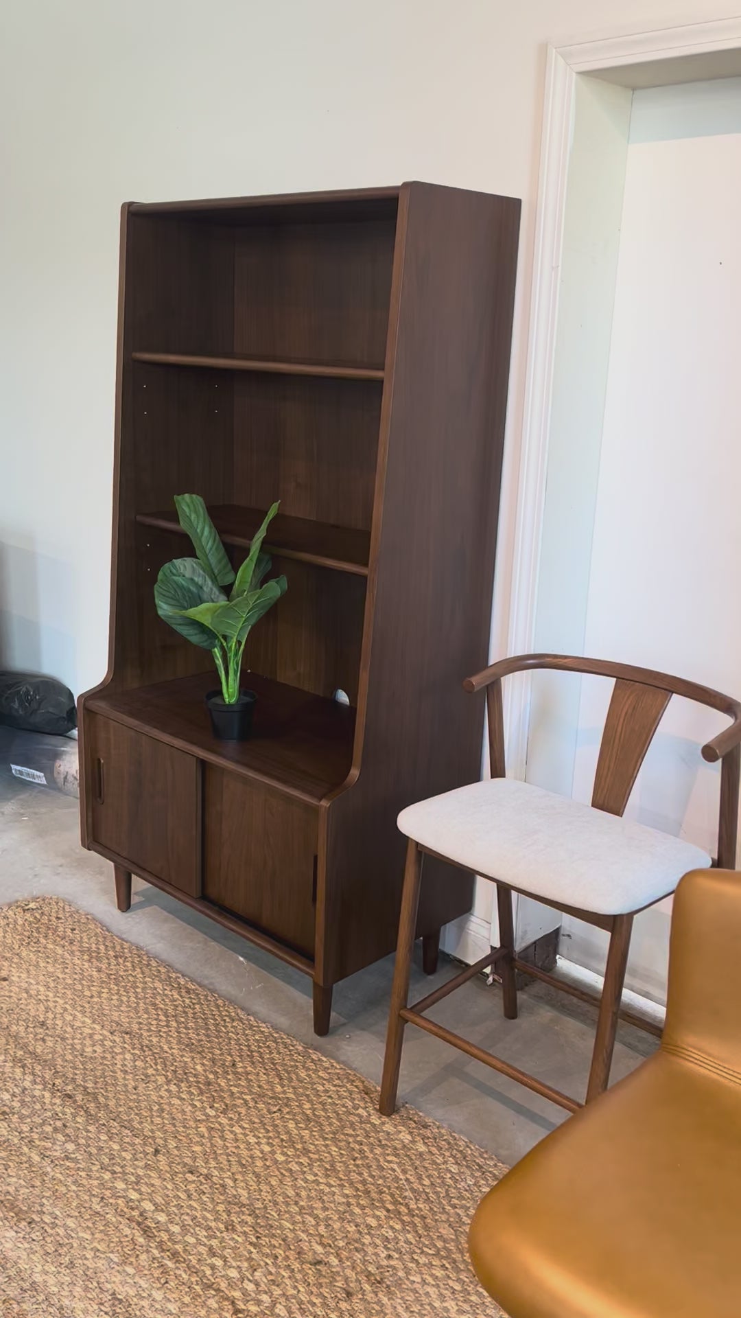 Walnut MCM Bookcase w/ Storage