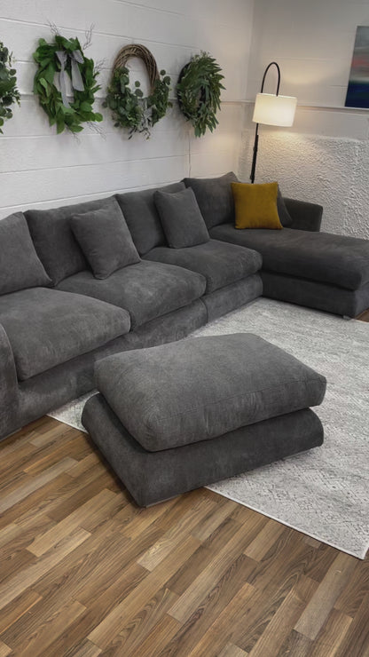 Mario Capasa Feathers Sectional w/Right facing chaise and Ottoman