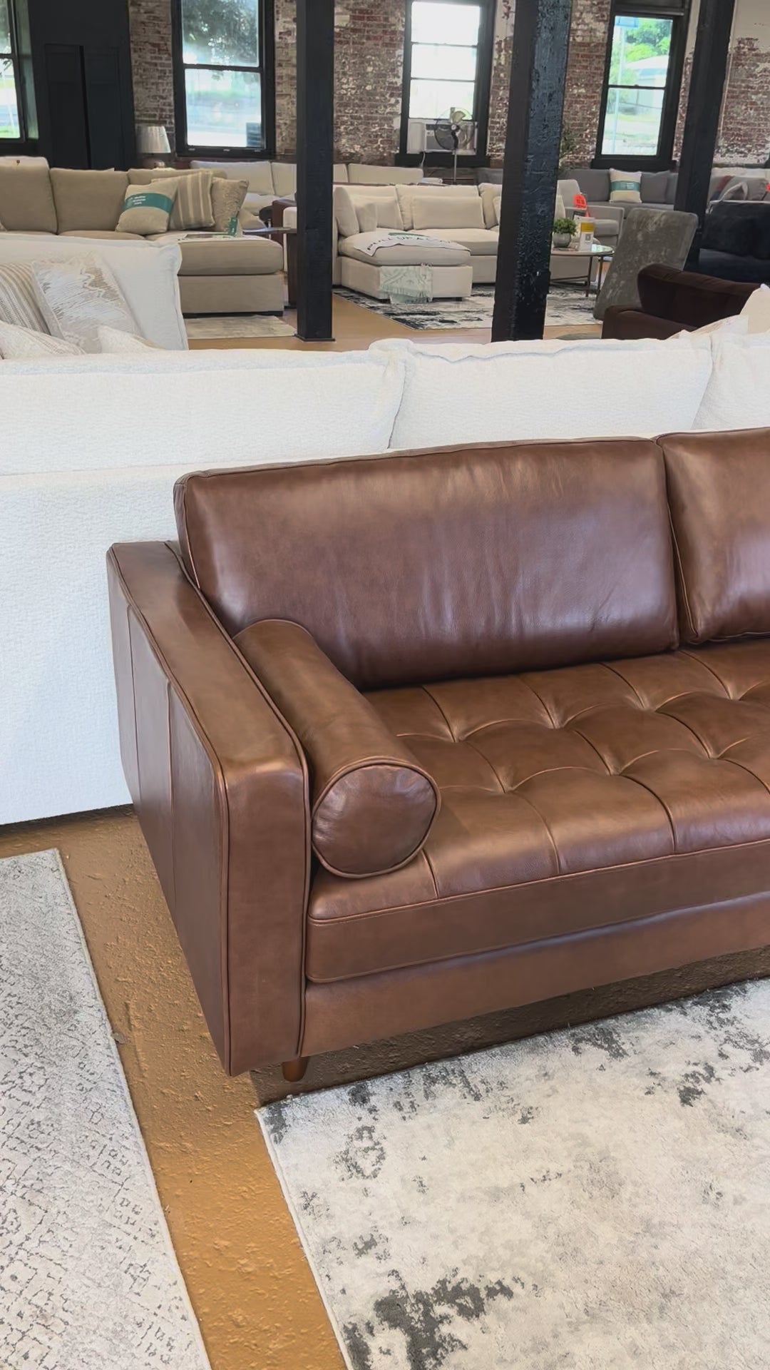 88" Genuine Leather MCM Sofa (Taos Brown)