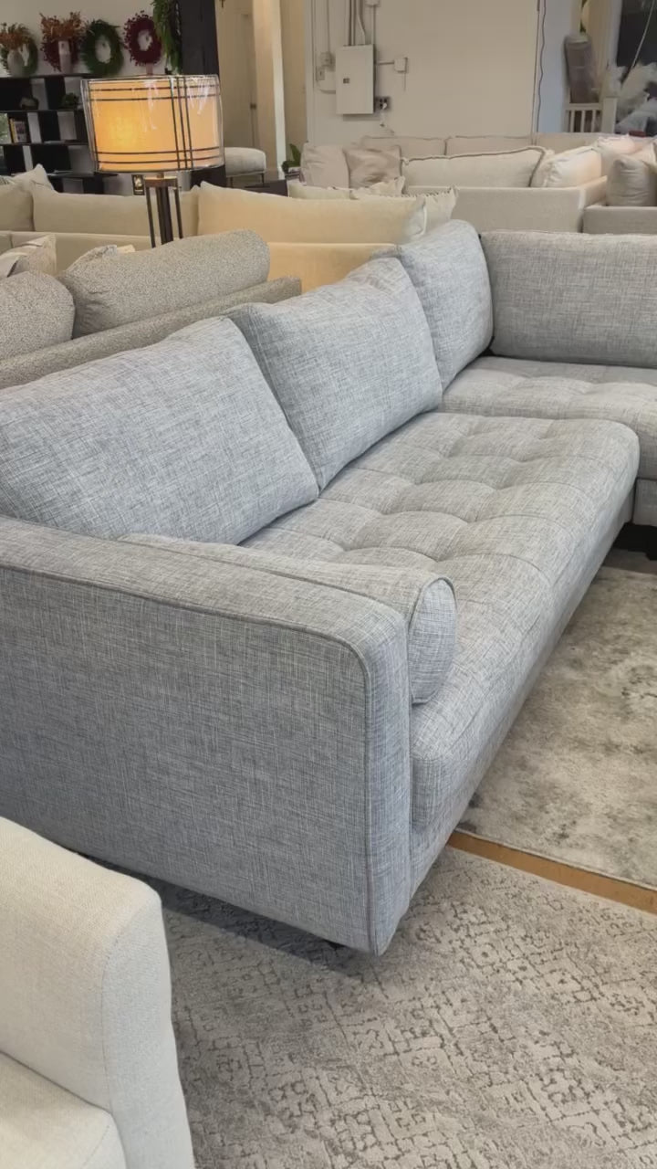107" Tufted Corner Sectional - Stone Gray
