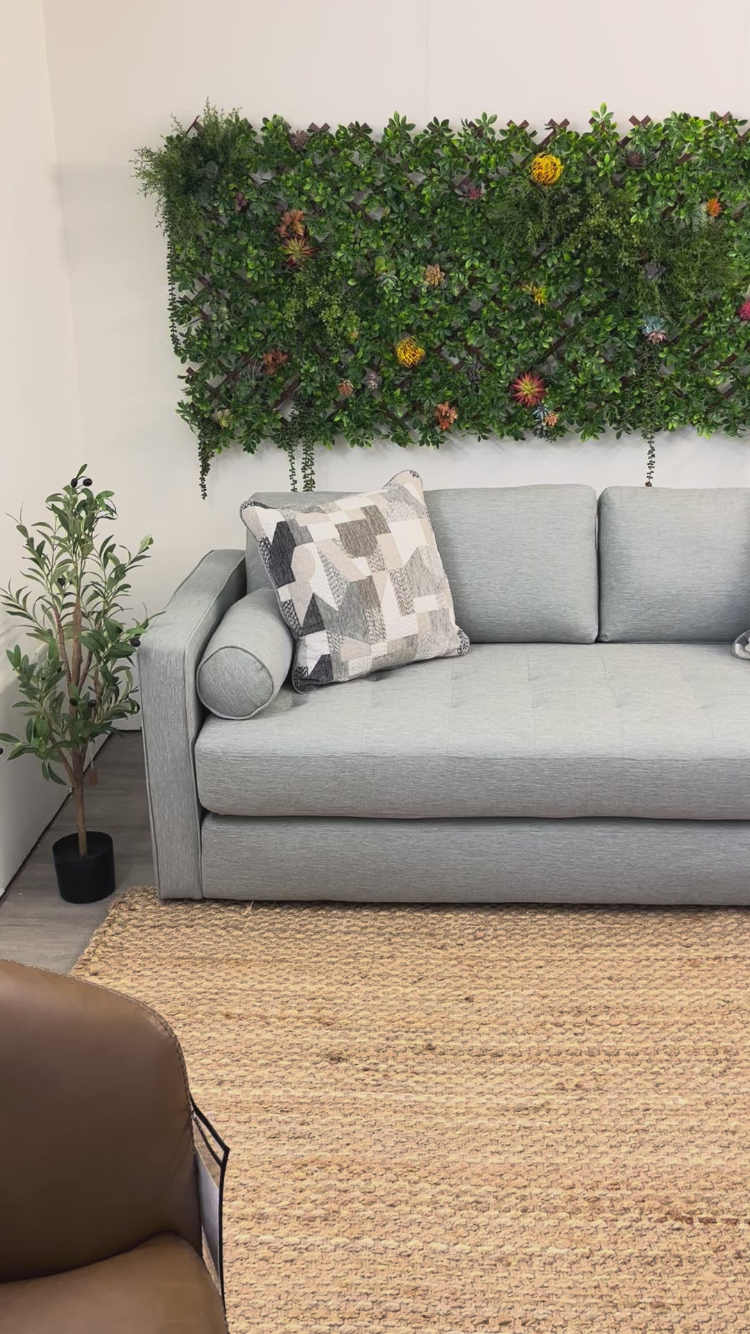 88" MCM-Style Sven Sofa Bed (Silver Light Blue)