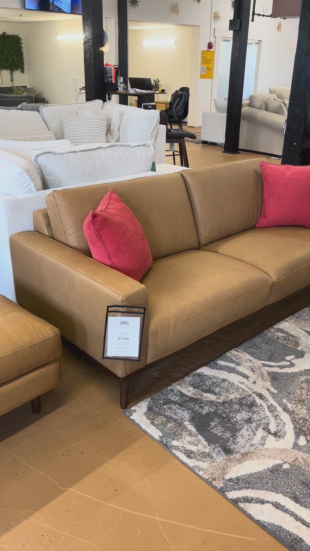 84" MCM Genuine Leather Sofa (Charme Tan)