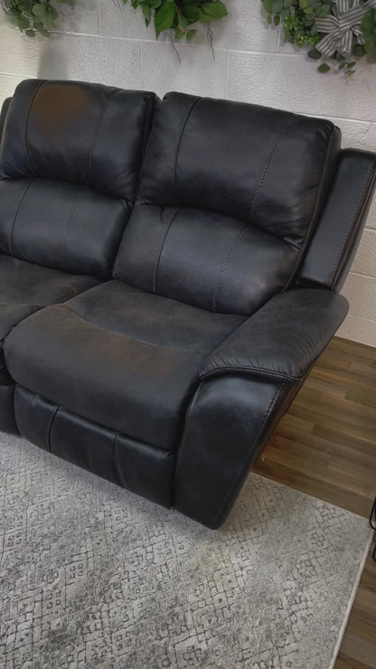 Leather Loveseat w/ Power Recliners & Headrests