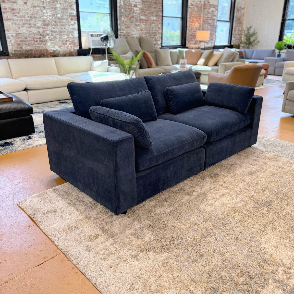 Blue Serenity Cloud sectional sofa by Pull Up A Couch, 2-piece sectional with plush cushions and modern design.