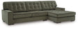 Angle view of Signature Design by Ashley Caspian-Town sectional with chaise, featuring plush fabric and modern design.