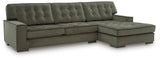 Angle view of Signature Design by Ashley Caspian-Town sectional with chaise, featuring plush fabric and modern design.