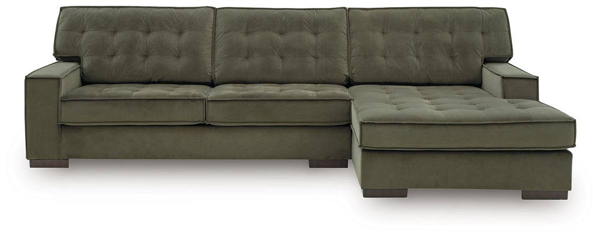 Signature Design by Ashley Caspian-Town sectional with chaise, shown from head-on, featuring plush upholstery and modern design.