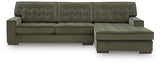 Signature Design by Ashley Caspian-Town sectional with chaise, shown from head-on, featuring plush upholstery and modern design.