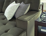 Close-up of the arm and welt detail on the Caspian-Town sectional with chaise by Signature Design by Ashley.