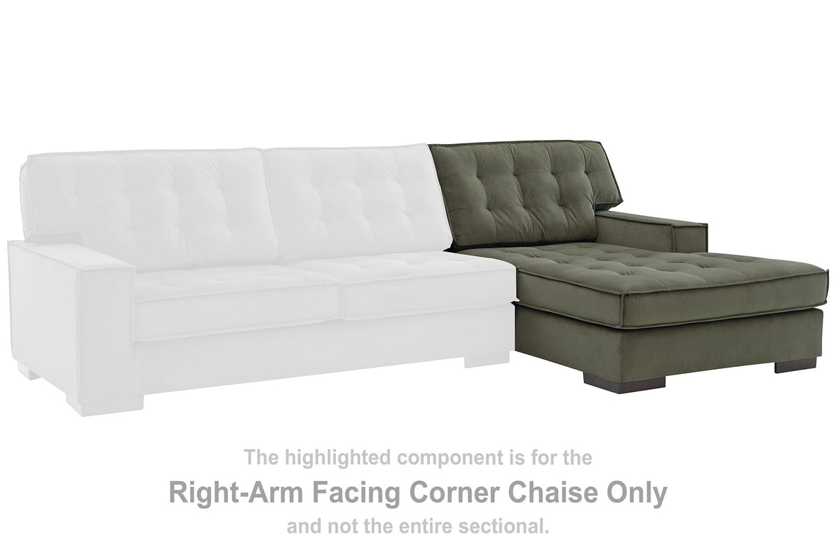 Signature Design by Ashley Caspian-Town sectional with chaise, showcasing plush fabric and modern sectional sofa design.