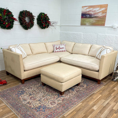 Mitchell Gold Bob Williams MGBW 3pc L-shaped sectional w/Ottoman - Pull Up A Couch