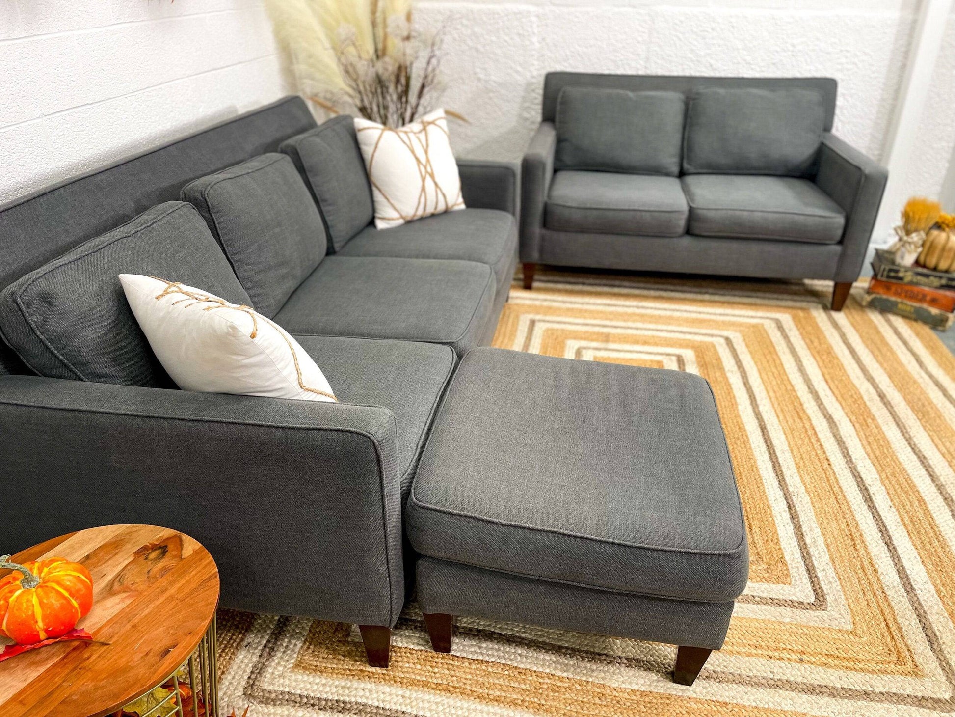 MaxHome Sofa + Loveseat  w/ Ottoman - Pull Up A Couch