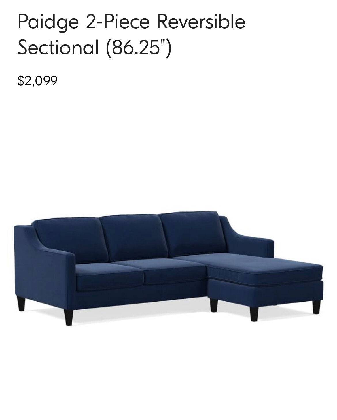 West Elm Sofa w/ Reversible Chaise - Pull Up A Couch