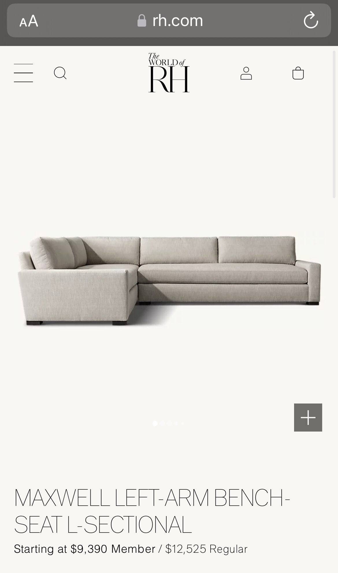 Restoration Hardware (RH) Maxwell 3pc Sectional - Pull Up A Couch