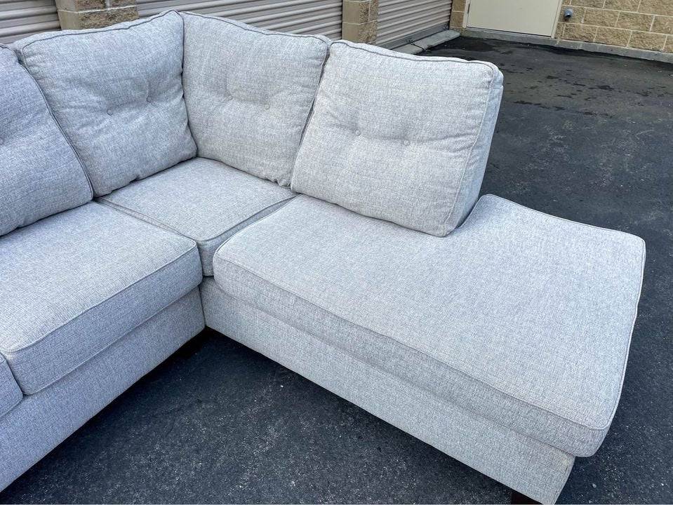 Gray 2pc Sectional Couch w/Chaise - Pull Up A Couch