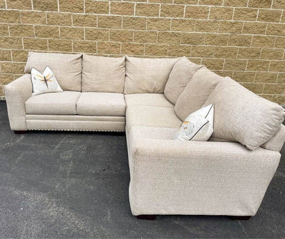 Beige 3pc Sectional Couch - Pull Up A Couch