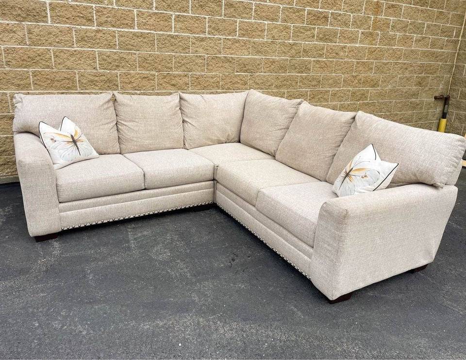 Beige 3pc Sectional Couch - Pull Up A Couch