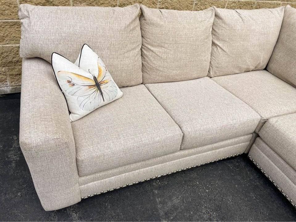 Beige 3pc Sectional Couch - Pull Up A Couch