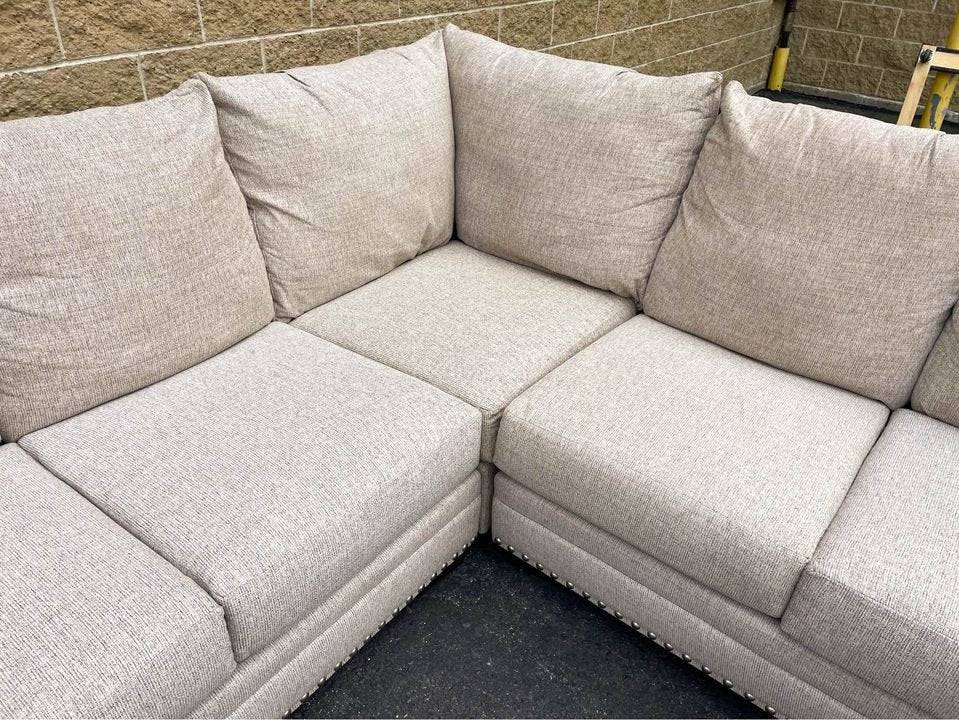 Beige 3pc Sectional Couch - Pull Up A Couch