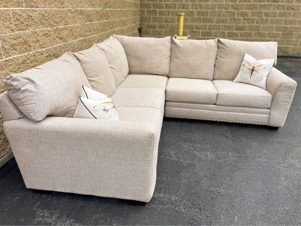 Beige 3pc Sectional Couch - Pull Up A Couch